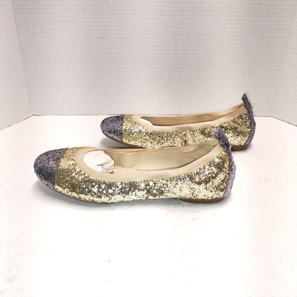 Gold and Silver Glitter Ballet Flats - Picture 2 of 7